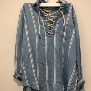 Striped beach cover up/ blouse